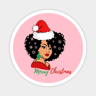 Black Woman Santa, Black Mrs Santa Claus, African American Santa, Merry Christmas Magnet